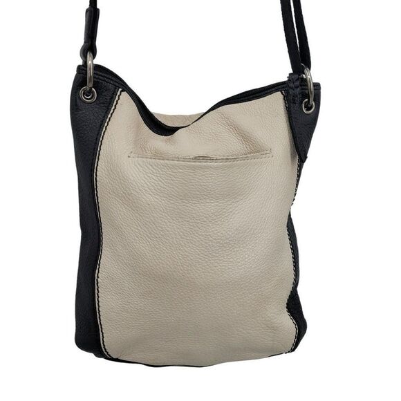 The Sak Leather Crossbody Messenger Satchel Color Blocked Cream Brown Black - Picture 5 of 16